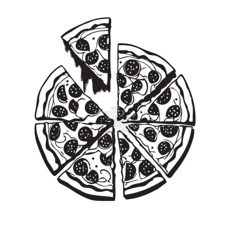 Pizza imagen vectorial dibujada a mano. Vector sin IA