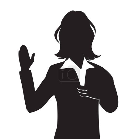 Illustration for Taking an oath or oath calls for honesty. Vector illustration of a woman under oath - Royalty Free Image