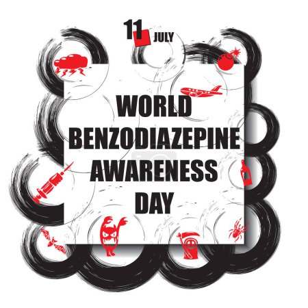 Téléchargez les illustrations : L "événement calendrier est célébré en juillet - Journée de sensibilisation aux benzodiazépines - en licence libre de droit