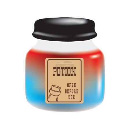 Illustration for Freshly brewed potion in a jar under a lid hand-drawn vector image without AI - Royalty Free Image
