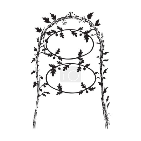 Floral ornament in arch style hand-drawn vector image without AI