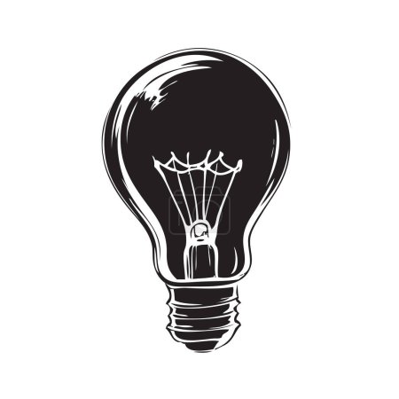 Illustration for Light bulb with incandescent filament. Hand-drawn vector image without AI - Royalty Free Image