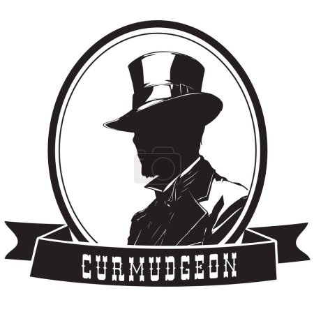 Curmudgeon in top hat. Hand-drawn vector image without AI