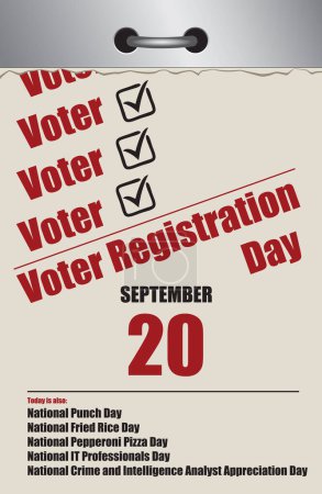 Old style multi-page tear-off calendar for September - Voter Registration Day