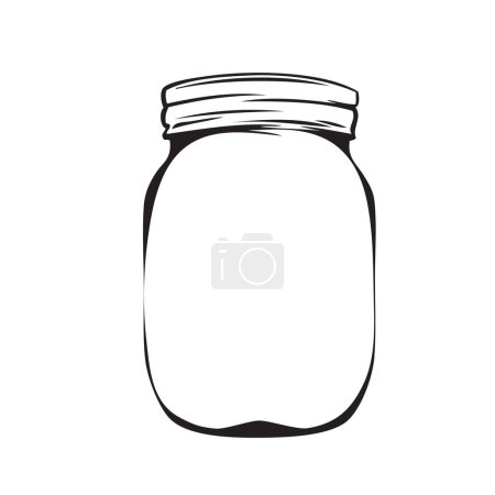 Téléchargez les illustrations : Pot en verre avec bouchon à vis. Image vectorielle dessinée à la main sans IA. - en licence libre de droit