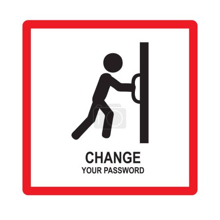 Changez votre mot de passe signe d'avertissement. Image vectorielle dessinée à la main sans IA.