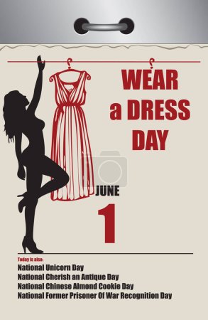 Estilo antiguo multi-página del calendario de desgarro para junio - Use un día de vestir