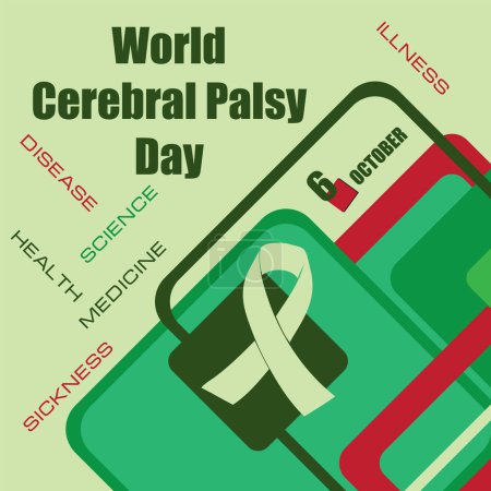 Téléchargez les illustrations : L "événement calendrier est célébré en octobre - Journée mondiale de la paralysie cérébrale - en licence libre de droit
