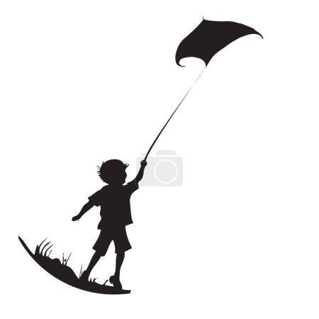 Illustration for Boy launches Kite-Flying rendered without AI - Royalty Free Image