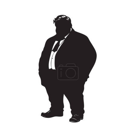 Silhouette of a fat man in a jacket rendered without AI