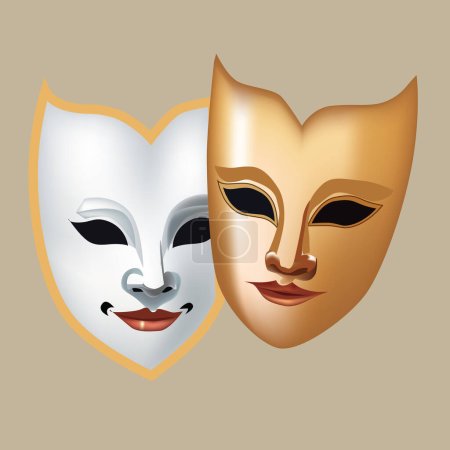 Ilustración de Máscaras teatrales canónicas realizadas sin IA - Imagen libre de derechos