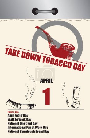 Antiguo estilo multi-página del calendario de ruptura para abril - Tomar el Día Nacional del Tabaco