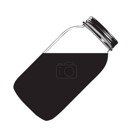 Closed glass jar half filled. Hand-drawn vector image without AI.