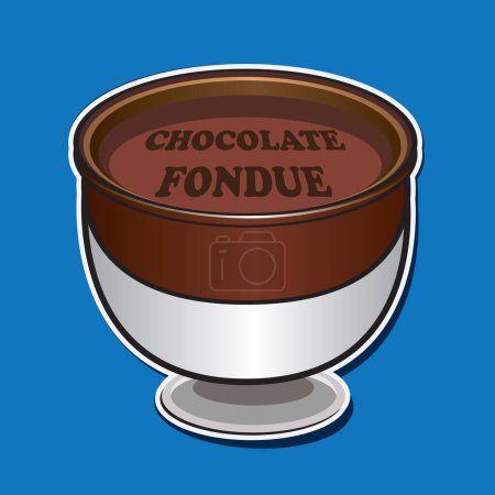 Cartel de Chocolate Fondue. Imagen vectorial dibujada a mano sin IA.