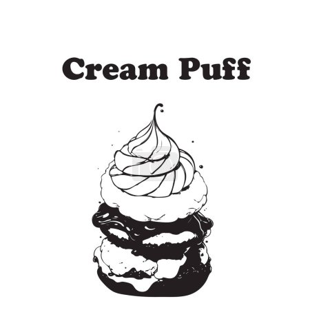 Black and white illustration poster of Cream Puff