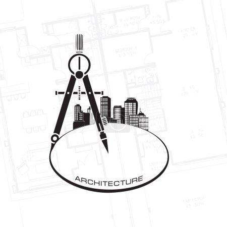 Creative architecture illustration with drawing tool.