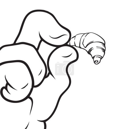 Illustration vectorielle pour les amoureux du croissant - Croissant à la main.