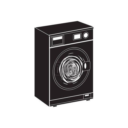 A working washing machine with a rotating drum. Vector illustration.