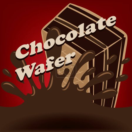 Schokolade Waffeldessert - Schokolade Waffel. Vektorillustration.