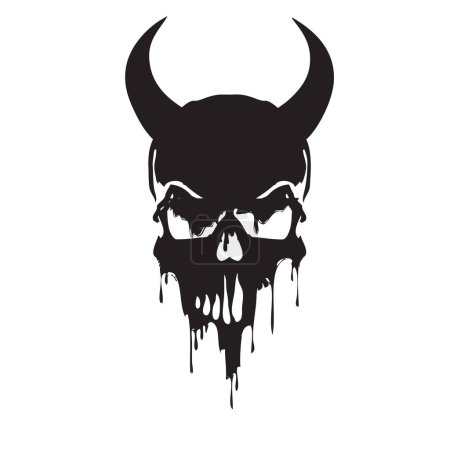 Illustration for Devilish skull with large horns. Vector illustration - Royalty Free Image
