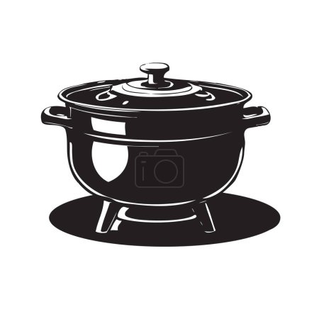 Large cauldron-shaped saucepan with legs for stability