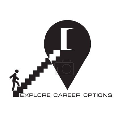 Téléchargez les illustrations : Symbole de carte suggérant une visite à Explorer les options de carrière - en licence libre de droit
