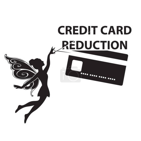 Illustration for Magic fairy with scissors Credit Card Reduction - Royalty Free Image