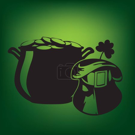 Illustration for A bowler hat with coins and a hat for a Leprechaun - Royalty Free Image