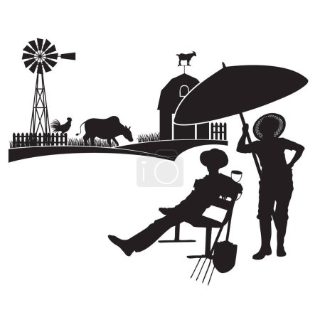Farmers are resting and relaxing. Vector illustration