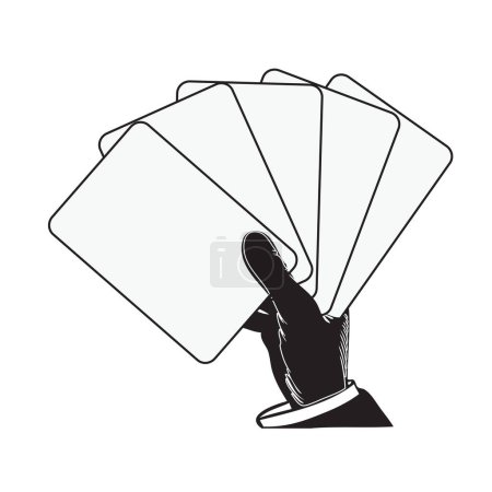 Cinq cartes en main avec la possibilité de placer la combinaison souhaitée ou du texte en eux