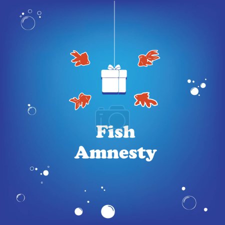 Illustration for The Fish Amnesty poster raises awareness about the lives of fish and calls for their protection. - Royalty Free Image