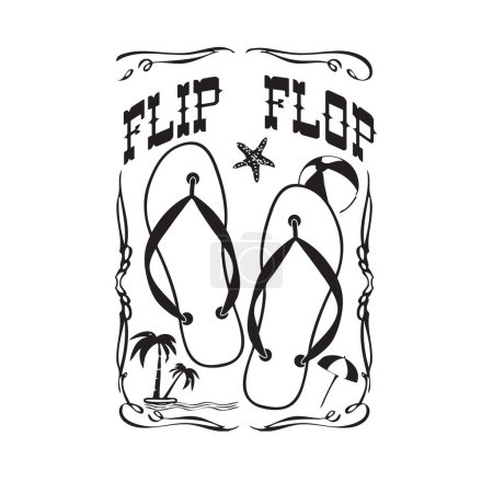 Adorno con zapatos de playa Flip Flop. Ilustración vectorial