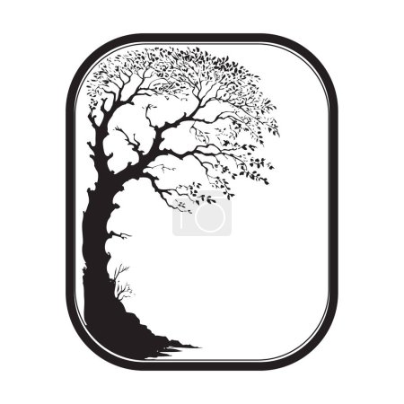 Alter Baum in einem Rahmen. Handgezeichnetes Vektorbild ohne KI