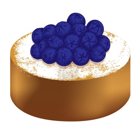 Illustration vectorielle du gâteau aux fruits classique aux myrtilles