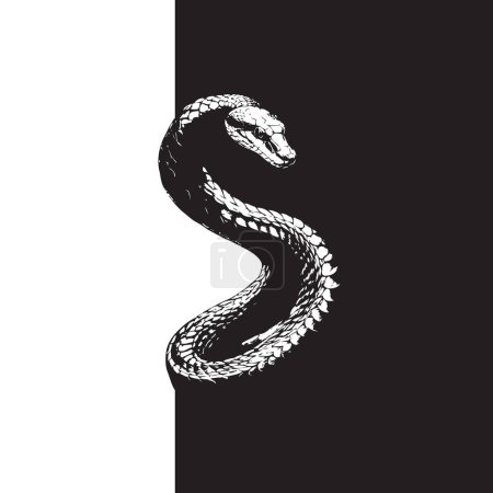 Banner zur Illustration der Schlange. Handgezeichnetes Vektorbild ohne KI.