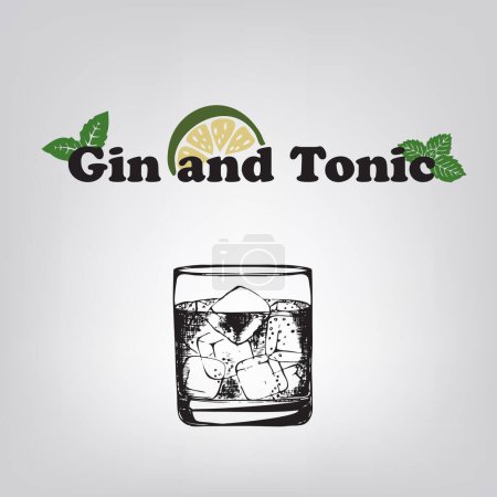 Plakat für den beliebten alkoholischen Cocktail Gin and Tonic