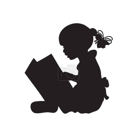 Little girl reading a big book