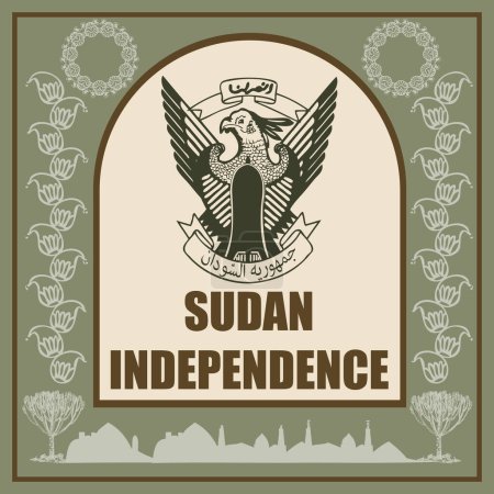 Vektorillustration für den Nationalfeiertag Sudan Unabhängigkeit in Form eines Banners, Illustration ohne Einsatz künstlicher Intelligenz.