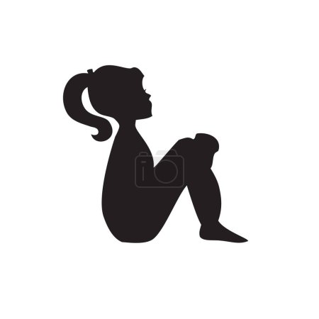 Illustration for Girl sitting on the floor. Vector isolated illustration. - Royalty Free Image