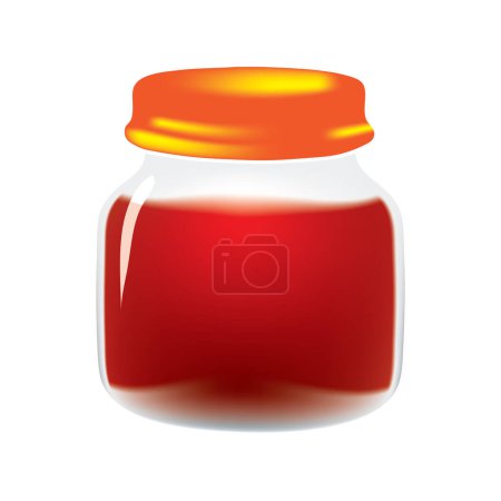 Glass jar closed with a lid with jam