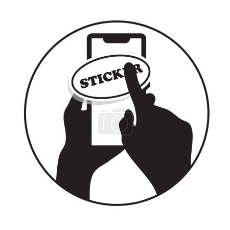 Illustration on using stickers in electronic devices. Vector without AI