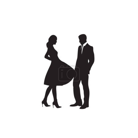 Illustration for A man invites a girl to dance. Vector illustration - Royalty Free Image