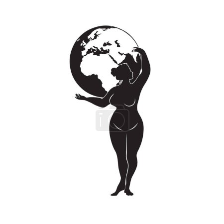 Illustration for Woman holding the globe on her shoulders - Goddess of fertility - Royalty Free Image