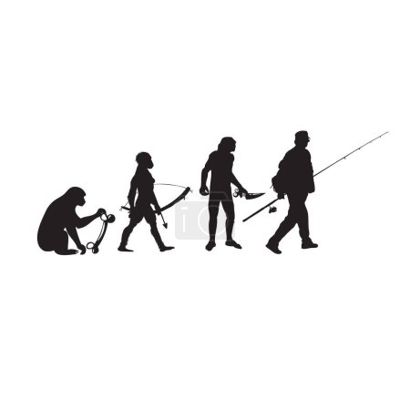 La evolución del hombre con herramientas. Ilustración vectorial.