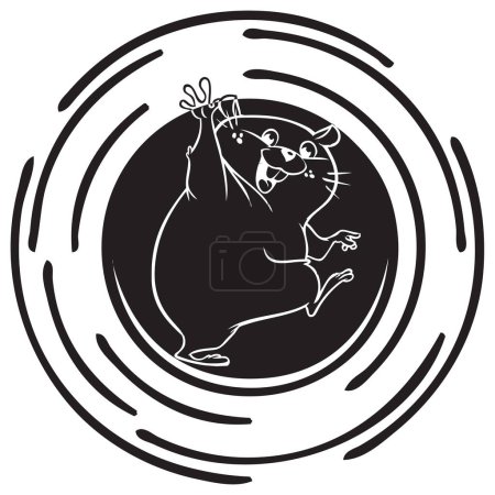 Groundhog comes out of the hole. Vector illustration.