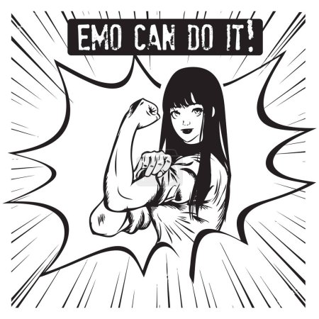 Playful poster Emo Can Do It. Vector illustration.