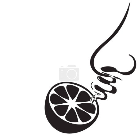 Not smelling is associated with Anosmia. Vector illustration