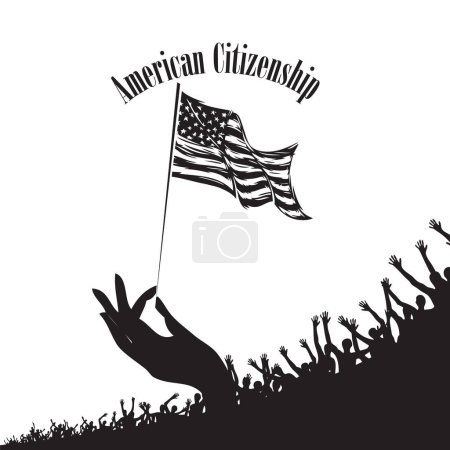 Toma el juramento de Ciudadanía Americana. Ilustración vectorial.