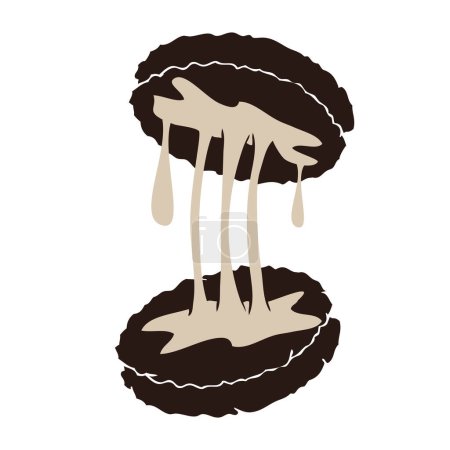 Oreo Cookie in zwei Teile unterteilt. Vektorillustration.