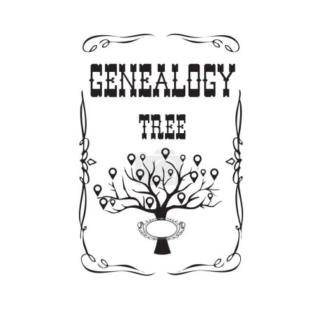 Ornament with the use of a genealogy tree. Vector illustration.